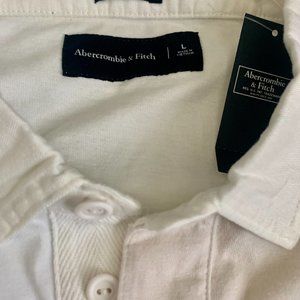 NWT-Abercrombie & Fitch Oversized Men's Size L Short Sleeve Shirt -White Brown